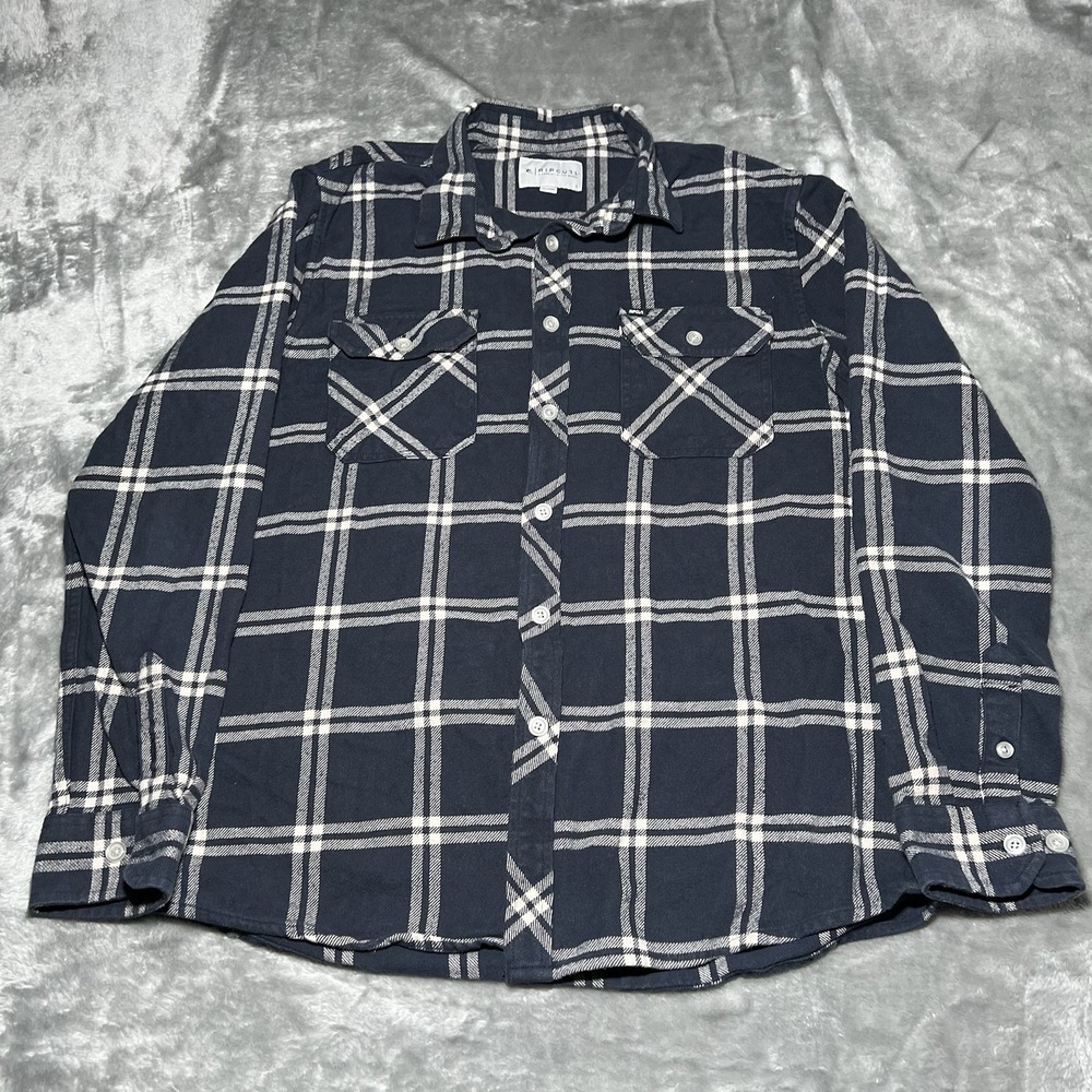 Rip Curl Shirt Men Size Large Blue Checked Flannel Long Sleeve Woven